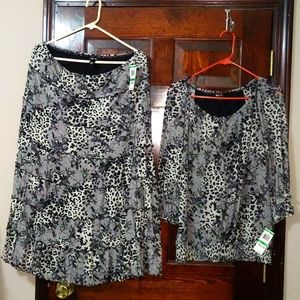 Style &Co skirts and blouse set size large, stretchy